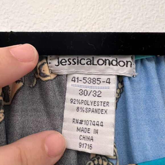 Jessica London Tunic Plus Size 30/32 Women's Top Blue Multicolor Graphic Chain - Picture 2 of 8